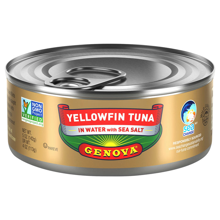 Genova Yellowfin Tuna In Water With Sea Salt - 5 Oz Cans (Case of 12)