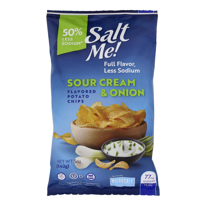 Saltme! Potato Chips Sour Cream & Onion, Case of 12 - 5 oz Bags