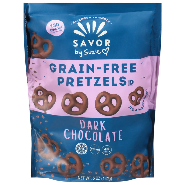 Savor Street - Pretzels Mini Gluten Free Dark Chocolate - Case Of 12-5 Oz