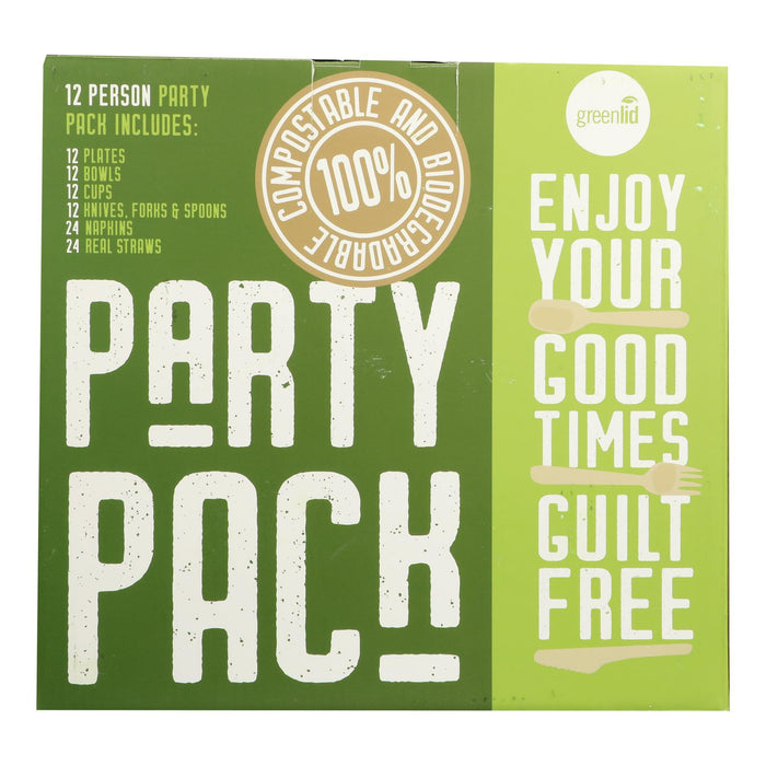 Greenlid Compostable Tableware Set for 12 (108 Pieces)