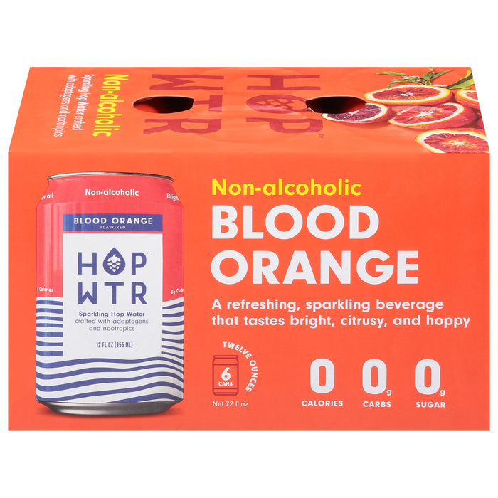 Hop Water Sparkling Blood Orange 4-Pack of 6-Packs (24 Cans)