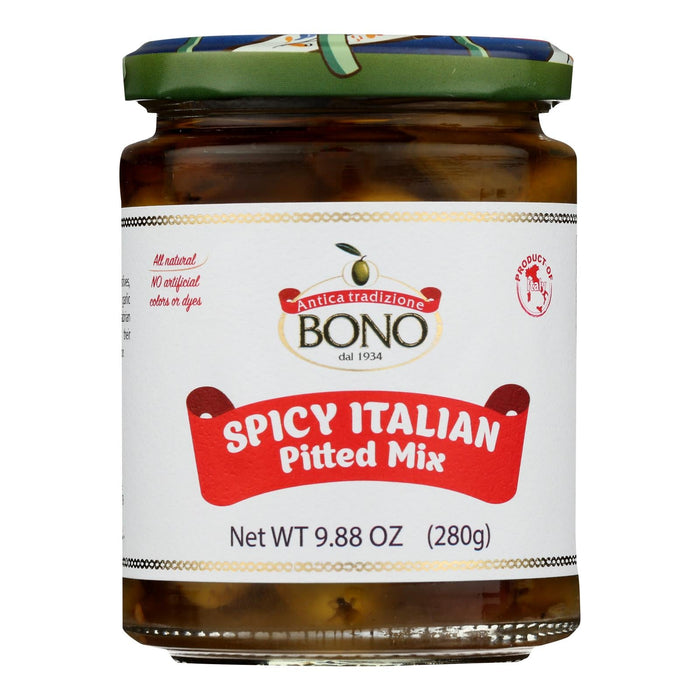 Bono Olive Mix, Spicy Italian Pitted, 9.88 oz - Case of 6