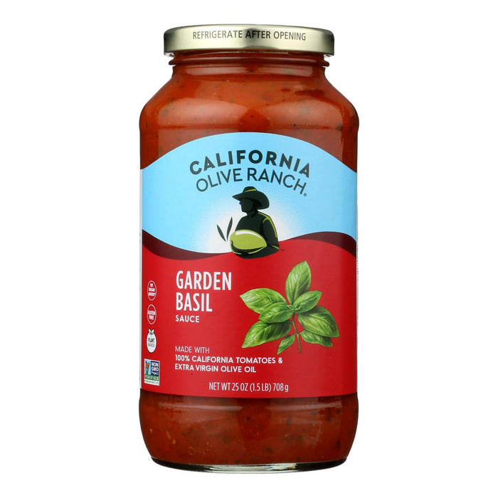 California Olive Ranch Garden Basil Pasta Sauce - Pack of 6 - 25 oz Jars