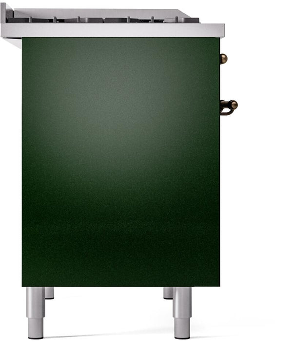 ILVE Nostalgie II 40" Dual Fuel Liquid Propane Range, Emerald Green, Bronze Trim UPD40FNMPEGBLP