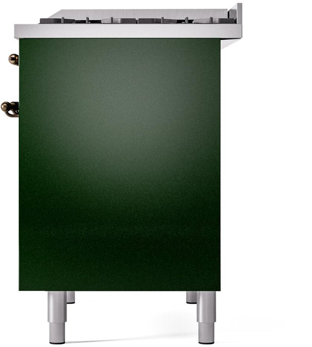 ILVE Nostalgie II 40" Dual Fuel Liquid Propane Range, Emerald Green, Bronze Trim UPD40FNMPEGBLP
