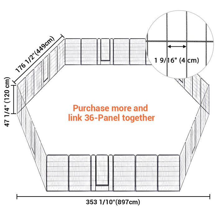 Yescom Heavy Duty Dog Playpen 48" Tall 12-Panel Puppy Pen Metal