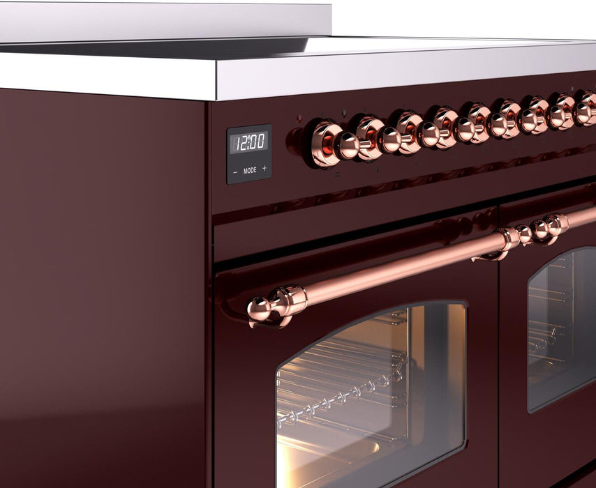 ILVE Nostalgie II 40" Electric Range, Burgundy, Copper Trim UPDI406NMPBUP
