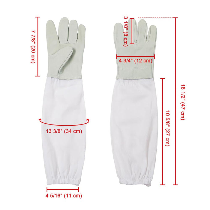 Yescom 1 Pair XL Beekeeper Protective Gloves Goatskin w/ Long Sleeves