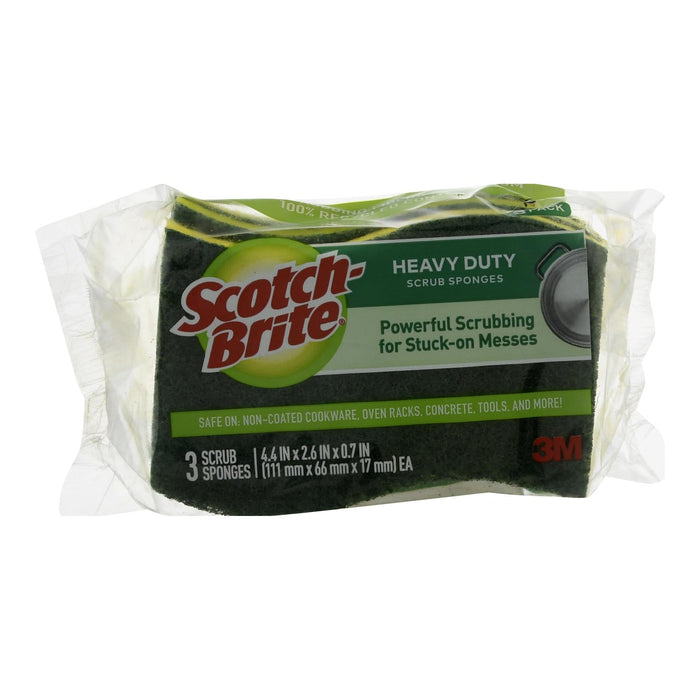 Scotch Brite - Heavy Duty Sponges, 3 Count (Pack of 8) - Powerful Scrubbing Sponges