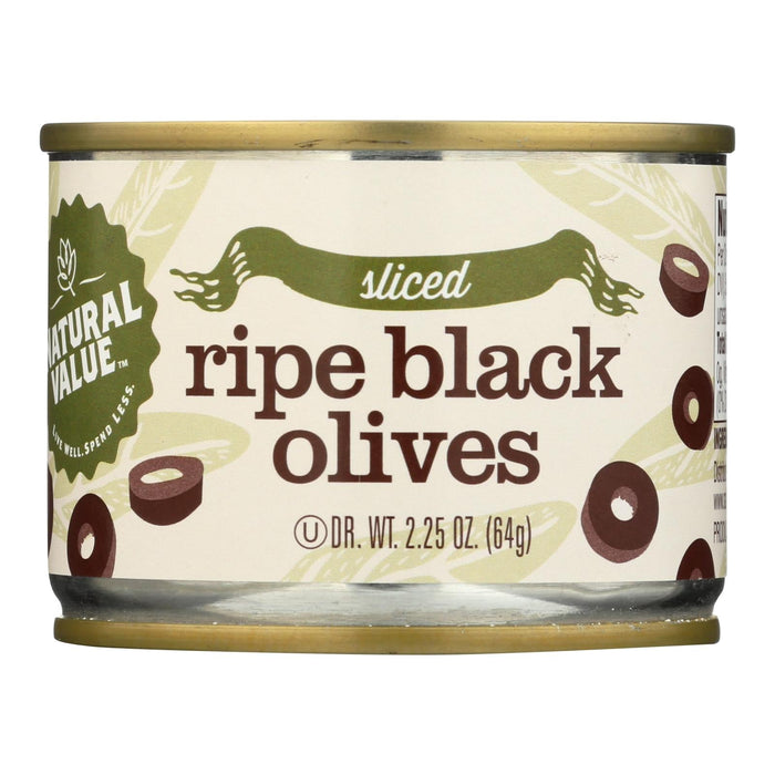 Natural Value Ripe Sliced Black Olives, 2.5 oz (Case of 24) - Vegan Kosher Olives