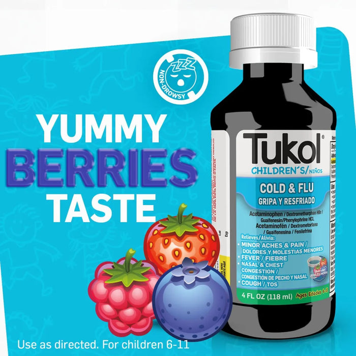 Tukol Children's Cold & Flu Liquid Berries - 4 oz