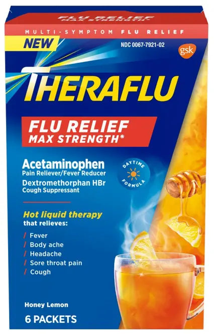 Theraflu Nightime Flu Relief Honey 6 ct