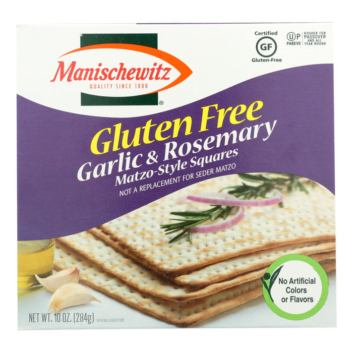 Manischewitz Garlic Rosemary Gluten Free Matzo Style Squares  - Pack of 12 - 10 Oz
