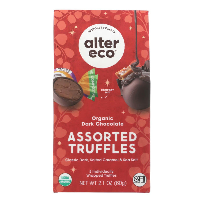 Alter Eco Dark Chocolate Truffle Assortment - Organic, Gluten-Free, 2.1 oz, Pack of 12