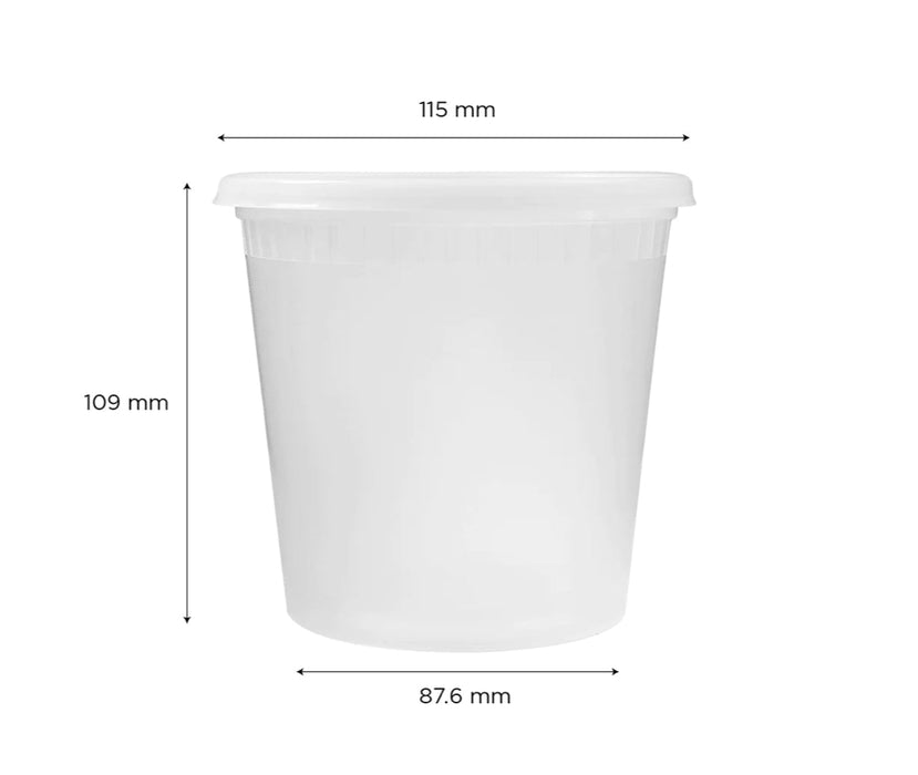 24oz PP Clear Plastic Injection Molded Deli Containers & Lids (117mm) - 240 sets