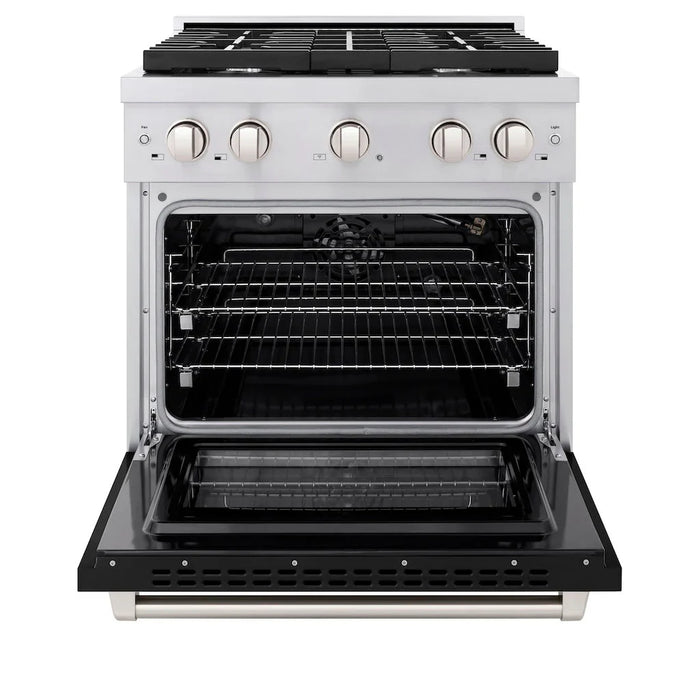 ZLINE 36" Gas Range, Convection Gas Oven, Stainless Steel,Matte Black  SGR-BLM-36