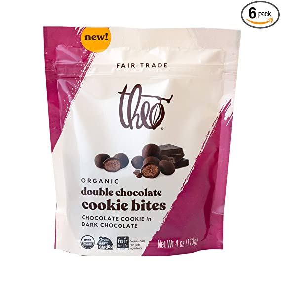 Theo Chocolate - Cookie Bites (Pack of 6) Double Dark Chocolate - 4 Oz