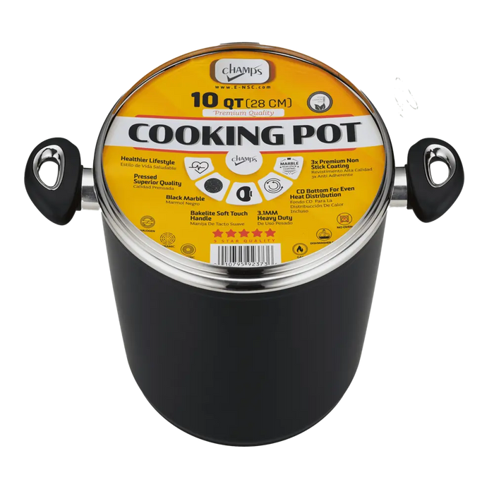 Champs Black Pot NS Speckled Inside w/ Glass Lid 3.1mm 14 qrt