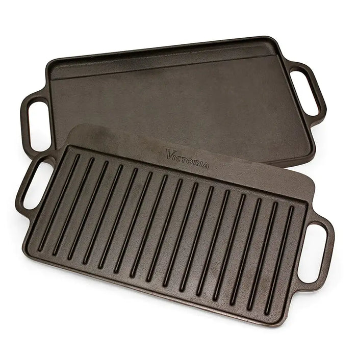 Victoria Cast Iron Griddle Reversible NS 8" x 13.5"