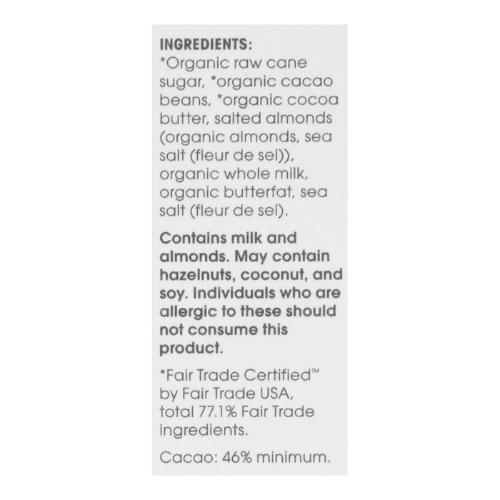 Alter Eco Salted Almond Chocolate Bar - 2.65 Oz Per Bar - Case of 12