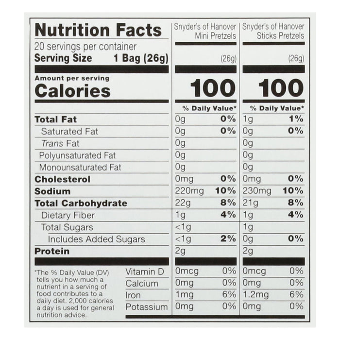 Snyder's of Hanover Pretzel Mini & Stick 20 Bag - Case of 4