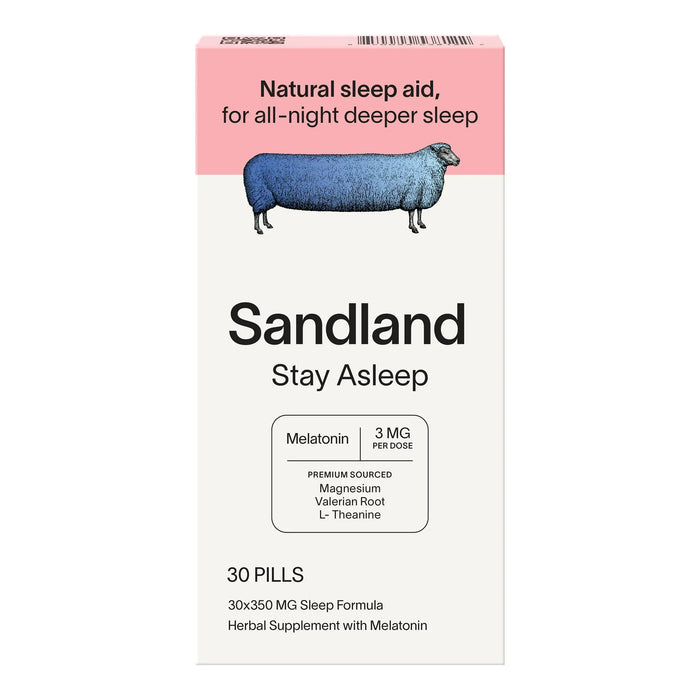 Sandland Stay Asleep Melatonin, 30 Count Tablets with 1mg Melatonin Each
