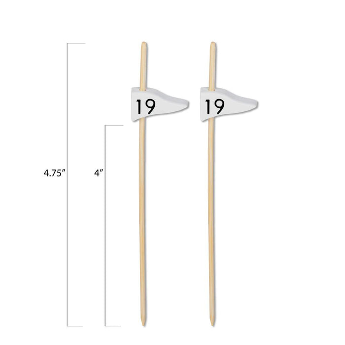 19th Hole Flag Golf Bamboo Food / Cocktail Picks, 4 3/4"  - 100 or 1000 count