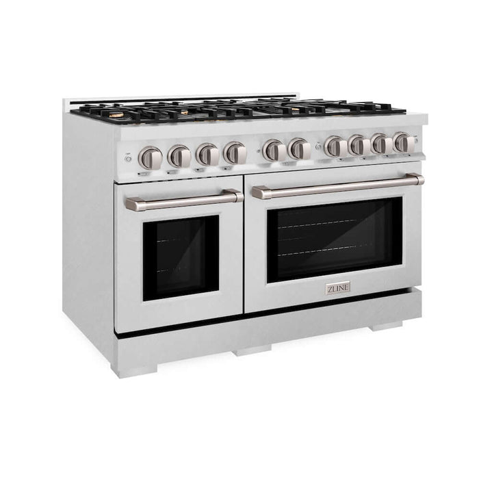 ZLINE 48" Select Dual Fuel Range Gas Cooktop Electric Convection Oven DuraSnow® Stainless Steel Brass Burners HDRS-BR-48