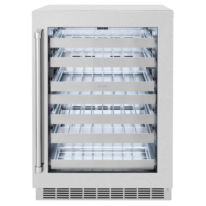 ZLINE 24" Touchstone Dual Zone 44 Bottle Wine Cooler DuraSnow® Stainless Steel Glass Door RWDO-SN-24