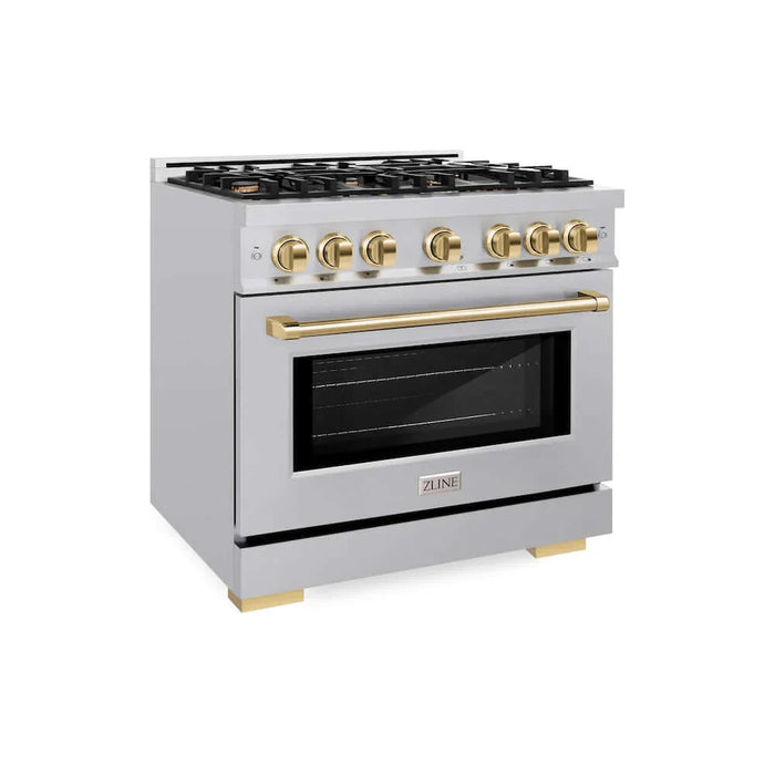 ZLINE 36" Select Dual Fuel Range Gas Cooktop Electric Convection Oven Stainless Steel Gold HDRZ-36-G