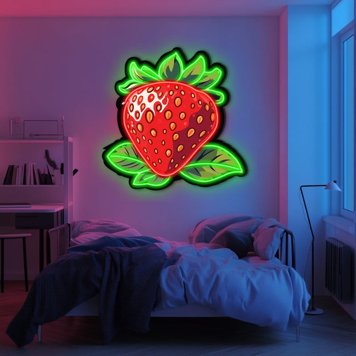 UV Printed Strawberry Neon Wall Art- LV0008