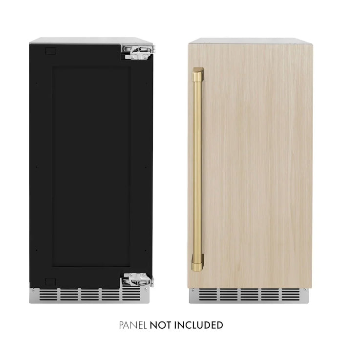 ZLINE 15" Touchstone Clear Cube Ice Maker Drain Pump Panel Ready Door Champagne Bronze Door ICCDPZ-15-CB