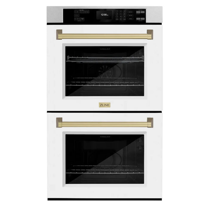 ZLINE 30"Professional True Convection Double Wall Oven, Air Fry, Self Clean, DuraSnow® Champagne Bronze WADSZ-WM-30-CB