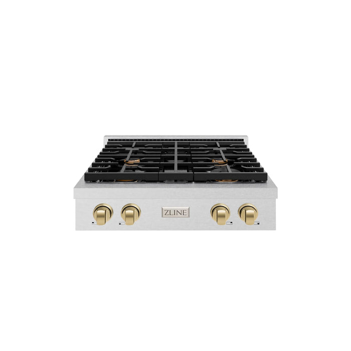 ZLINE 30" Paramount Gas Rangetop DuraSnow® Stainless Steel Champagne Bronze SRTSZ-30-CB