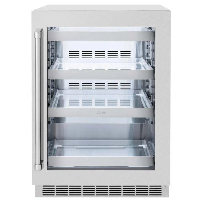 ZLINE 24" Touchstone 151 Can Beverage Fridge DuraSnow® Stainless Steel Glass Door RBSO-SN-24