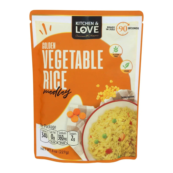Kitchen & Love - Golden Vegetable Rice, 8 oz (Pack of 6) - Ready to Eat