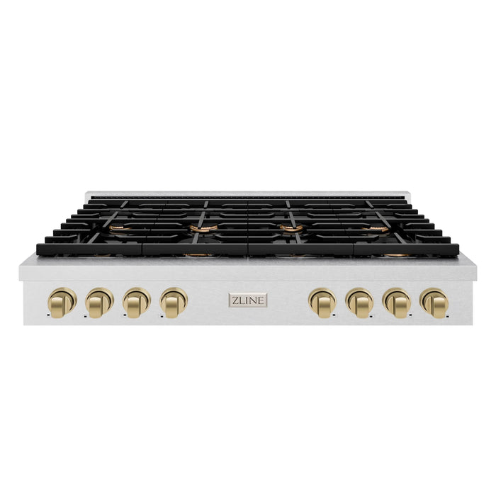 ZLINE 48" Paramount Gas Rangetop DuraSnow® Stainless Steel Champagne Bronze SRTSZ-48-CB