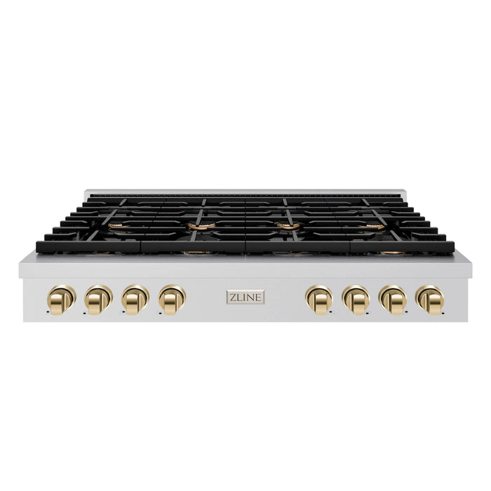 ZLINE 48" Paramount Gas Rangetop Stainless Steel Polished Gold SRTZ-48-G