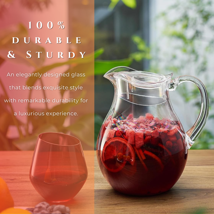 Sangria Drink Mix & Acrylic Beverage Pitcher with Lid | 72 oz | Homemade Make-Your-Own Sangria - Dried Fruit, Sangria Mixing Powder & Plastic Water Pitchers, Clear Tritan - Dishwasher Safe BPA-Free