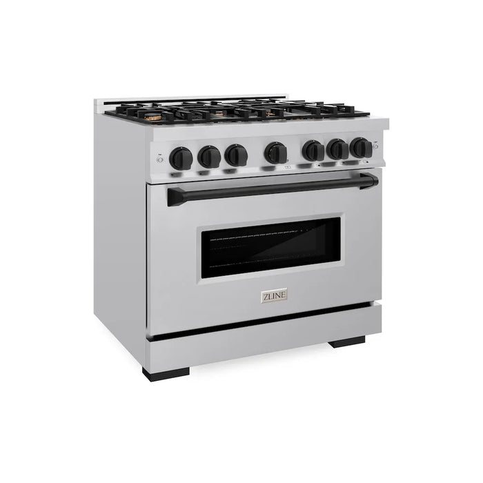ZLINE 36" Classic Gas Range, Convection Gas Oven Stainless Steel, Matte Black CGRZ-36-MB