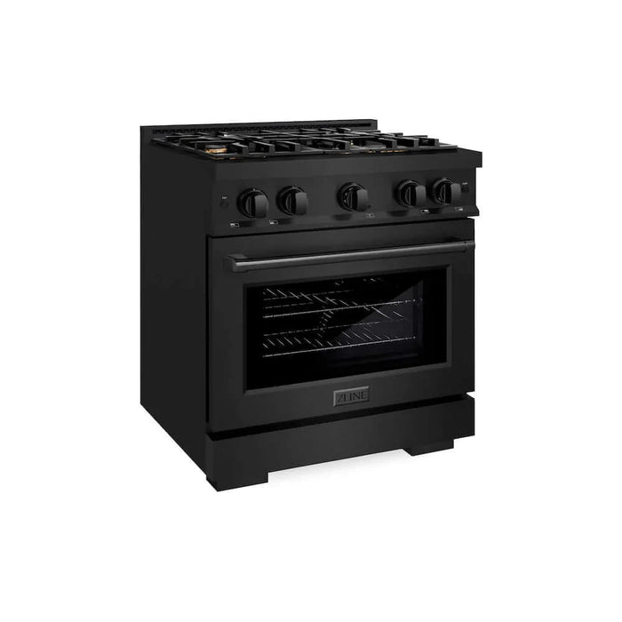 ZLINE 30" Select Dual Fuel Range Gas Cooktop Electric Convection Oven Black Stainless Steel Brass Burners HDRB-BR-30