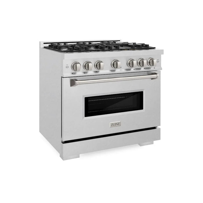 ZLINE 36" Dual Fuel Range, Gas Cooktop, Electric Convection Oven DuraSnow® Stainless Steel, CDRS-36
