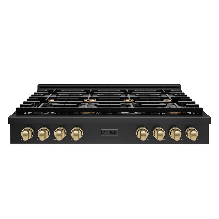 ZLINE 48" Paramount Gas Rangetop Black Stainless Steel Champagne Bronze SRTBZ-48-CB