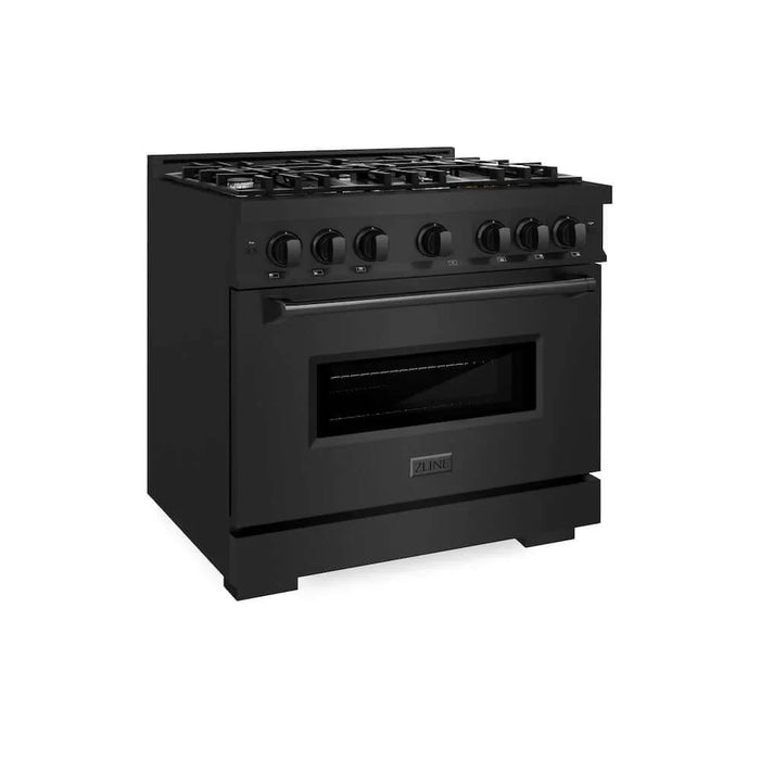 ZLINE 36" Classic Gas Range, Convection Gas Oven Black Stainless Steel, CGRB-36