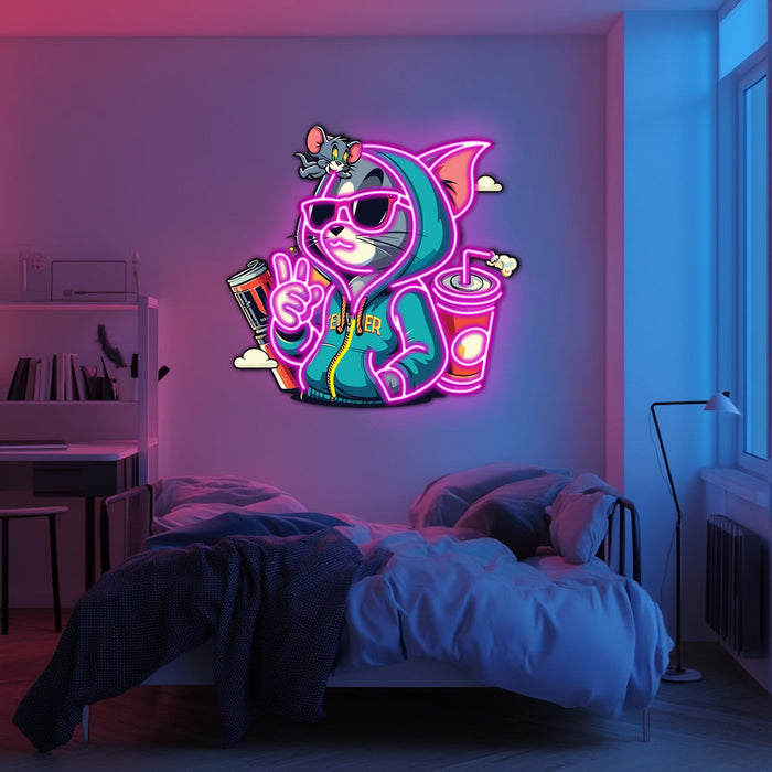 UV Printed Tom and Jerry Neon Wall Art- LV0052