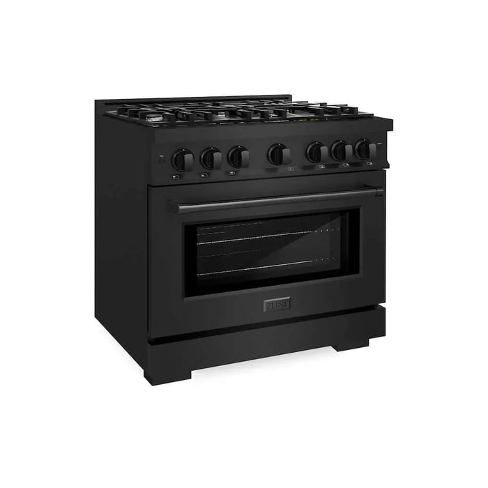 ZLINE 36" Select Dual Fuel Range Gas Cooktop Electric Convection Oven Black Stainless Steel HDRB-36