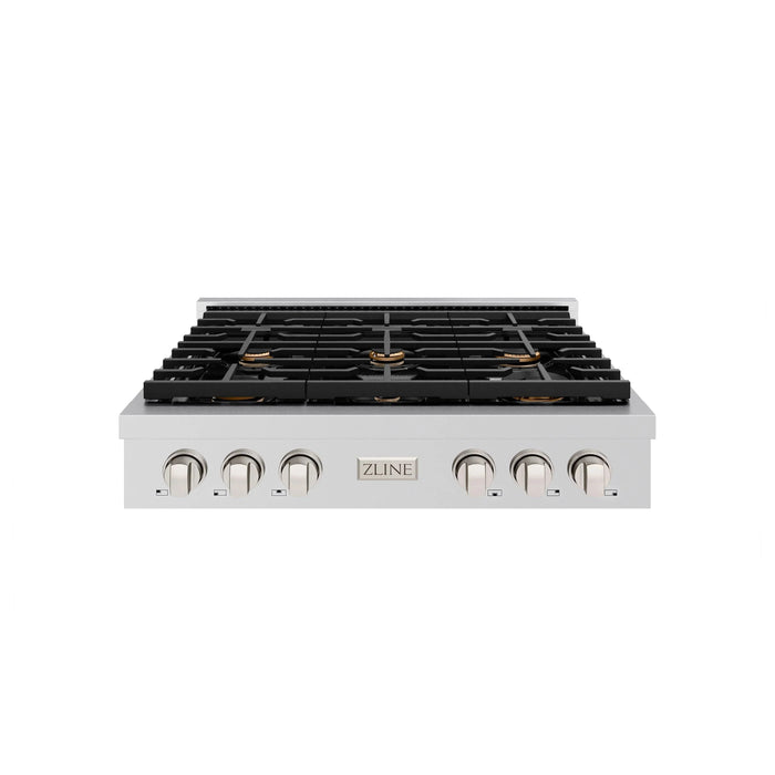 ZLINE 36" Paramount Gas Rangetop Stainless Steel Brass Burners SRT-BR-36