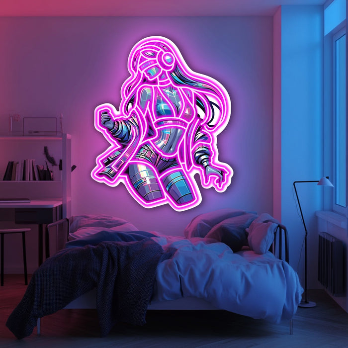 UV Printed Hologram Girl Neon Wall Art- LV0017