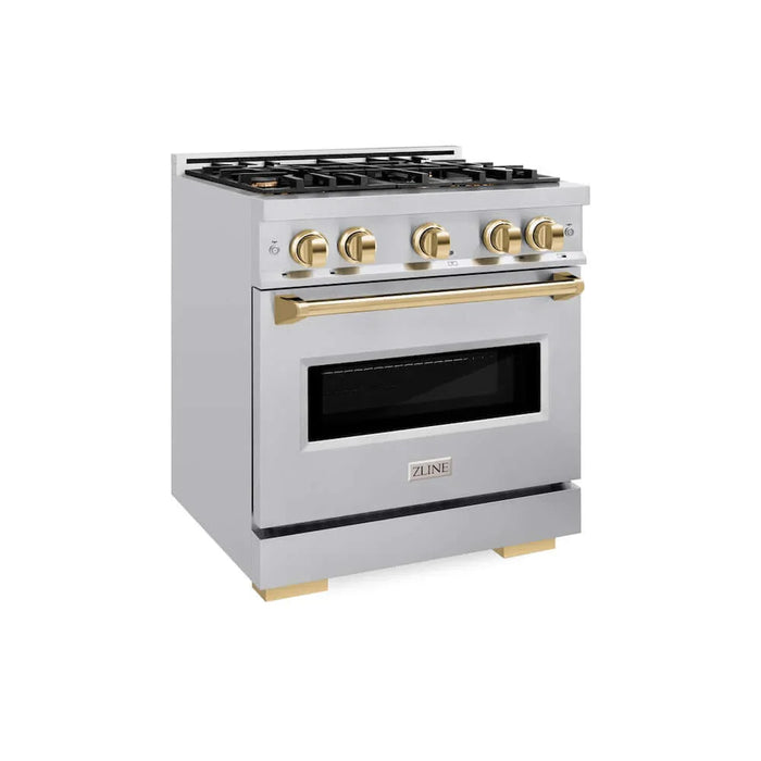 ZLINE 30" Classic Gas Range, Convection Gas Oven Stainless Steel, Gold CGRZ-30-G