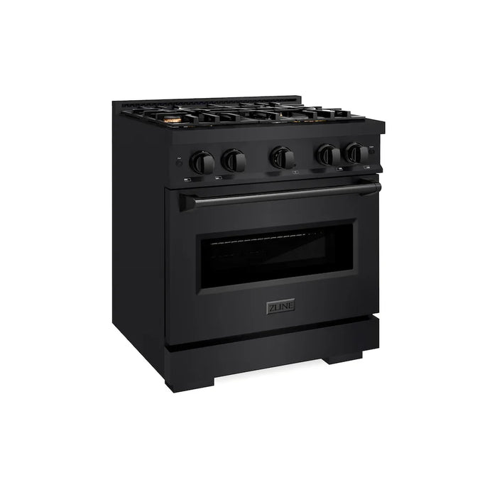 ZLINE 30" Classic Gas Range, Convection Gas Oven Black Stainless Steel Brass Burners, CGRB-BR-30